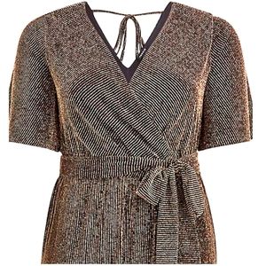 Torrid - 10 - Gold Glitter Knit Surplice Jumpsuit